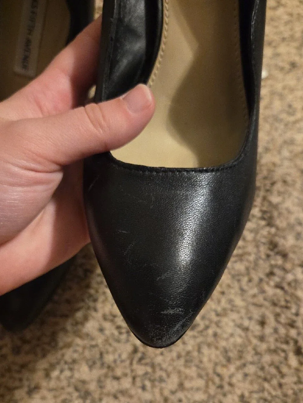 Saks Fifth Avenue Black Leather Pointed-Toe Pumps